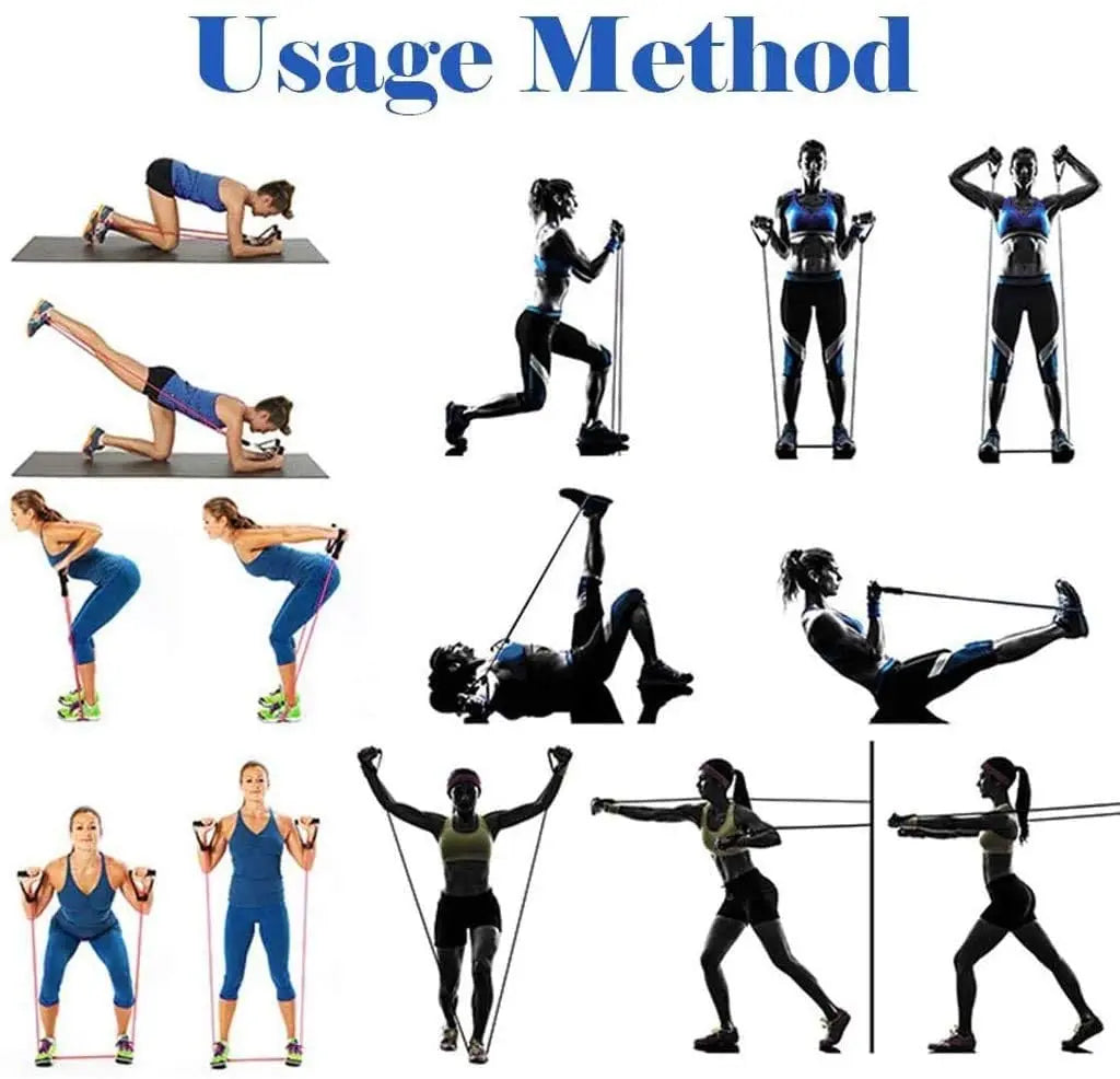 KUUBEED Latex Resistance Bands Set 11 In 1 Fitness Kit