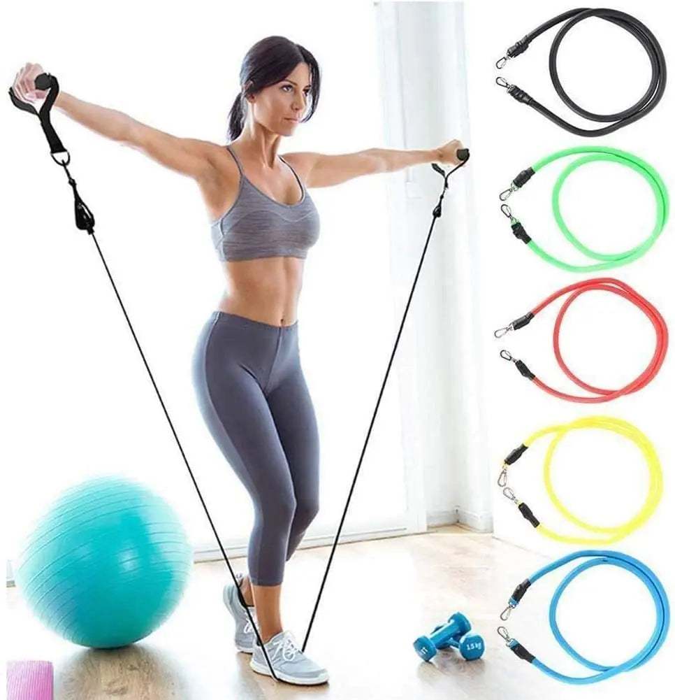 KUUBEED Latex Resistance Bands Set 11 In 1 Fitness Kit