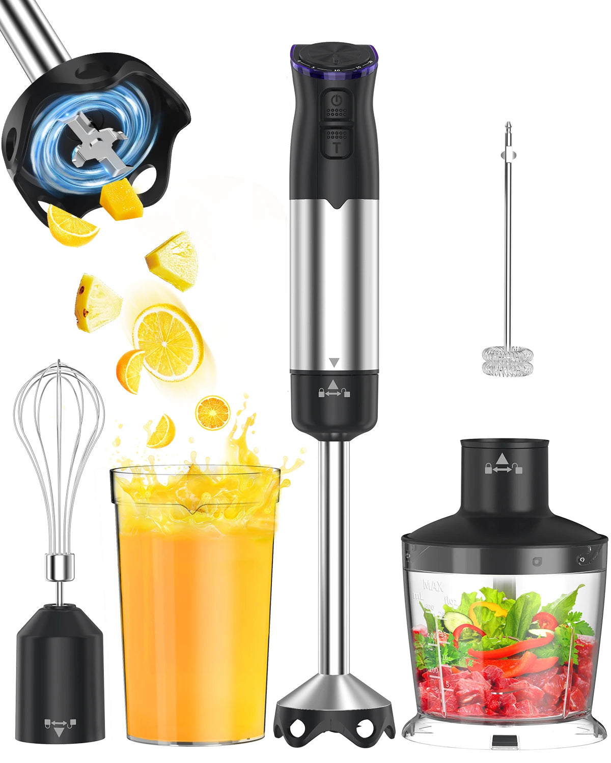 ZHIYU 1000W Electric Immersion Handheld Blender 5 in 1