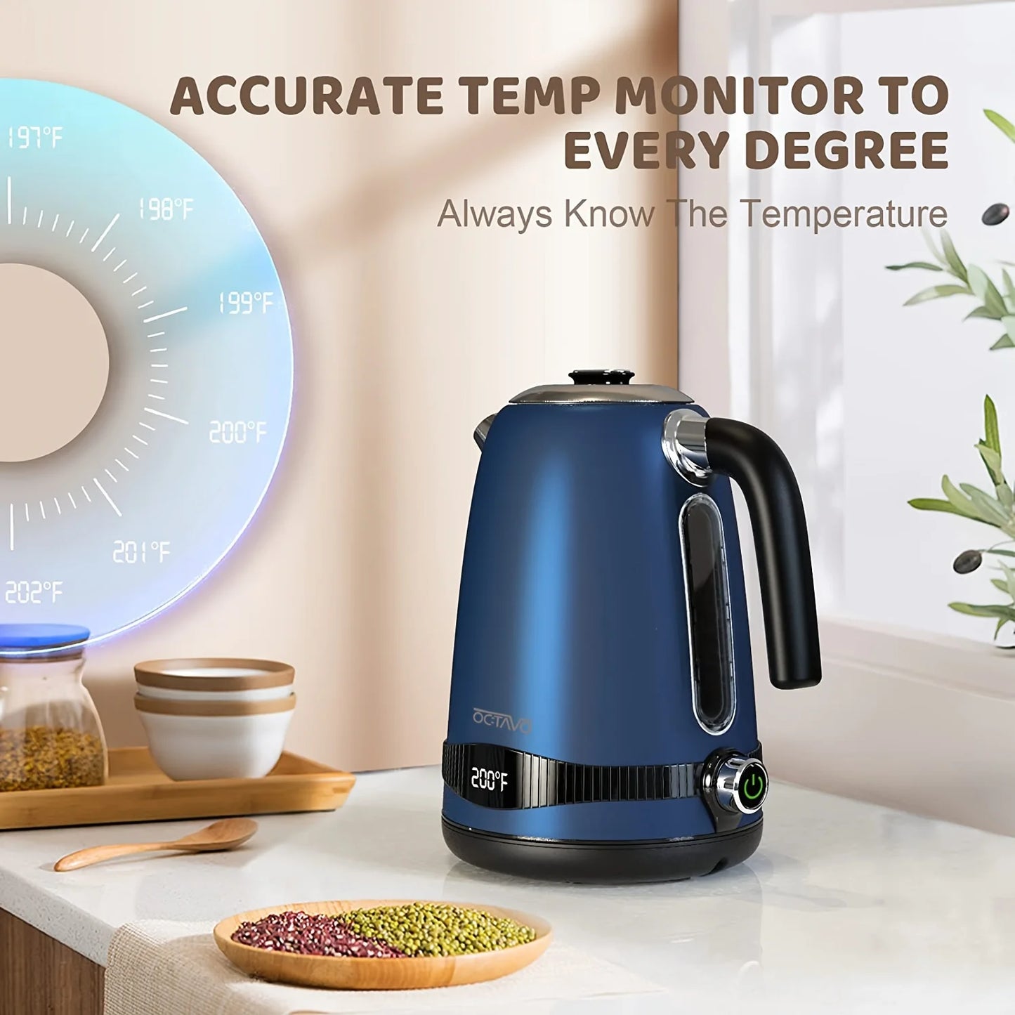 Octavo Electric Kettle Temperature Control LED Display