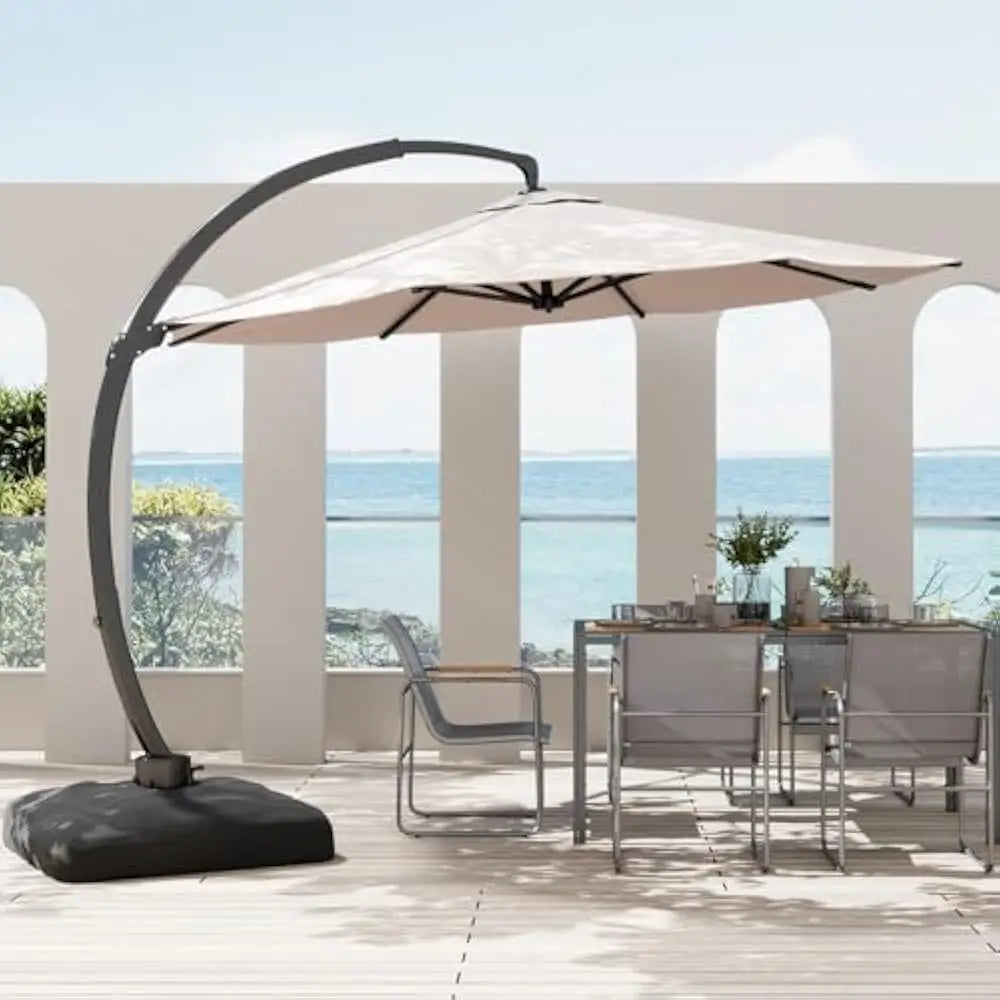 General Use Solar Powered LED Cantilever Patio Umbrella Base