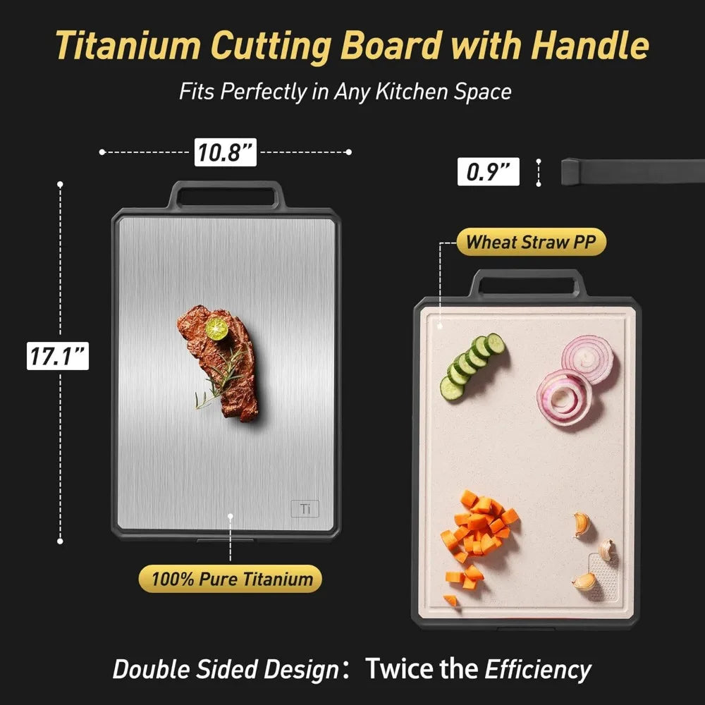 Titanium Cutting Board With Handle For Kitchen Chopping