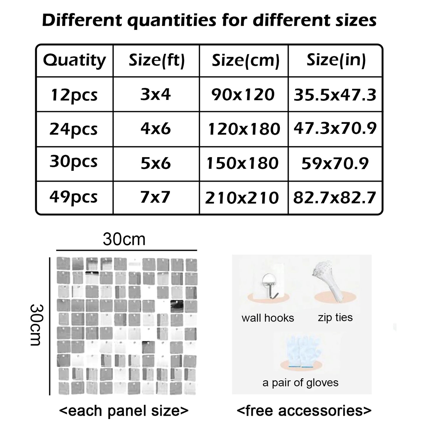 Zhejiang Glitter Wall Backdrop Panels 24 30 49 Pieces Decor