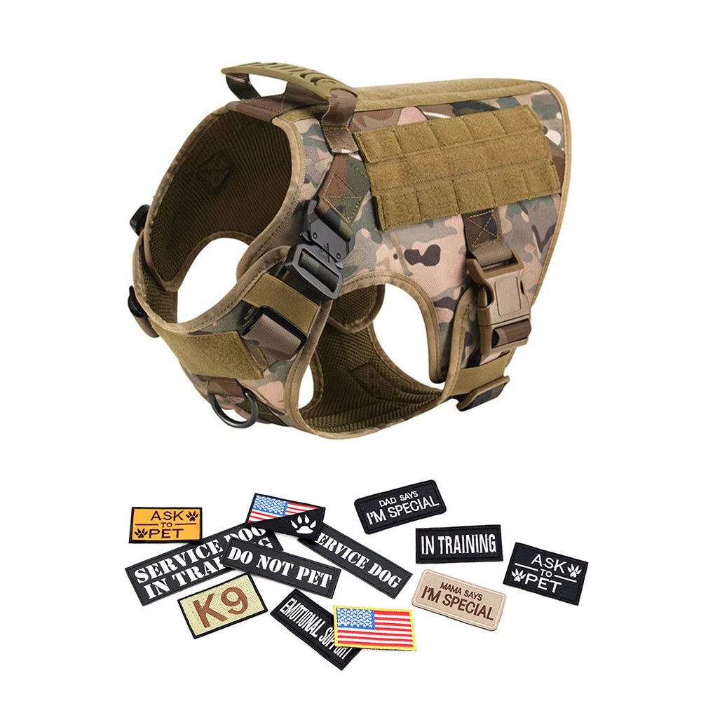 PETRAVELCN Military Dog Harness Vest With Leash Patches Set