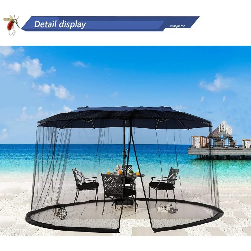 Mosquito Netting For Patio Umbrella With Double Zipper