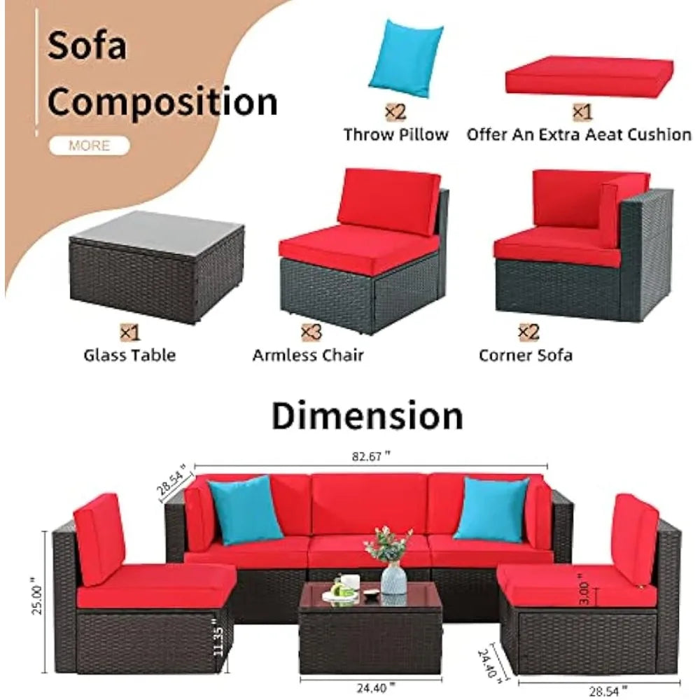 Outdoor All Weather Rattan Sectional Patio Sofa Set