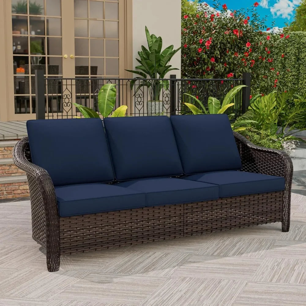 General Use Outdoor Wicker Sofa All Weather Patio Rattan
