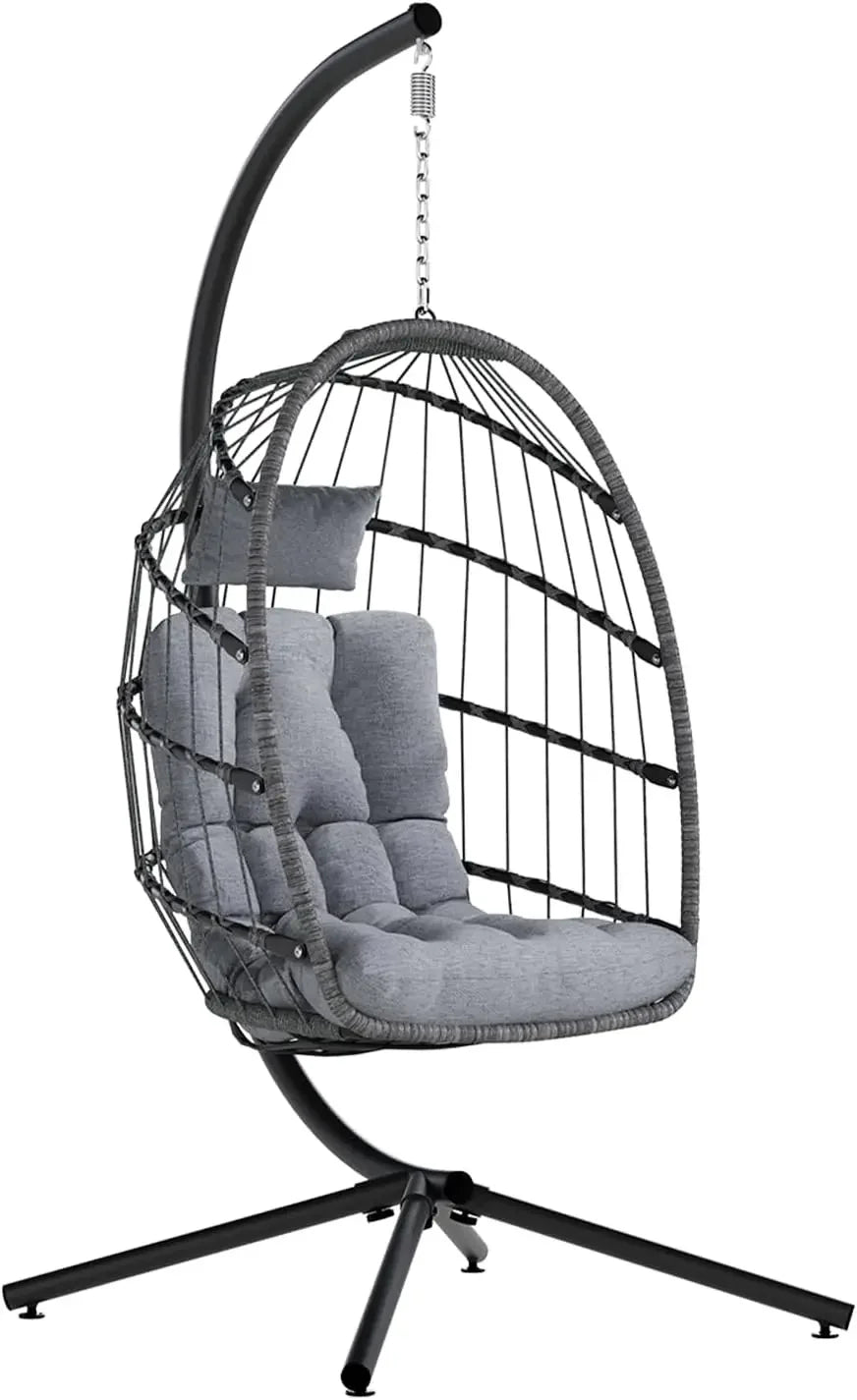 HUANZHUANG Egg Chair Outdoor Swing With Stand Cushion