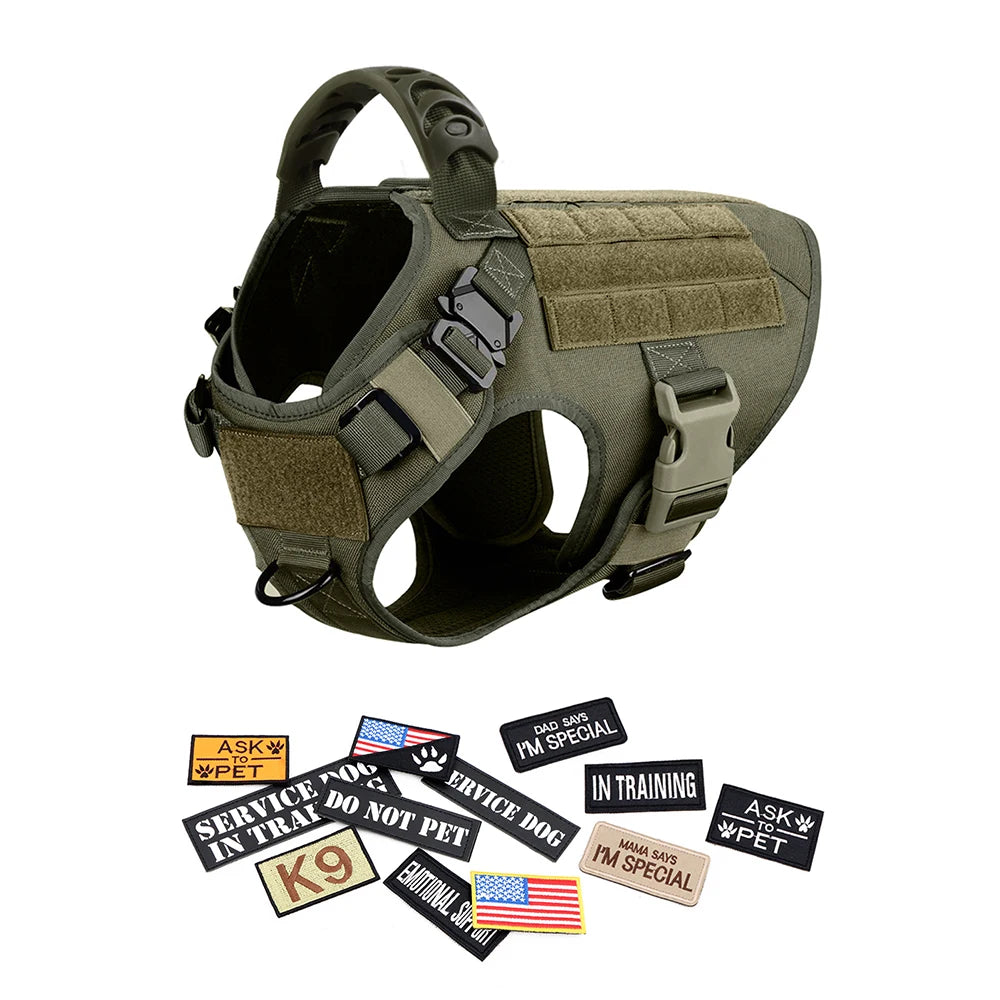 PETRAVELCN Military Dog Harness Vest With Leash Patches Set