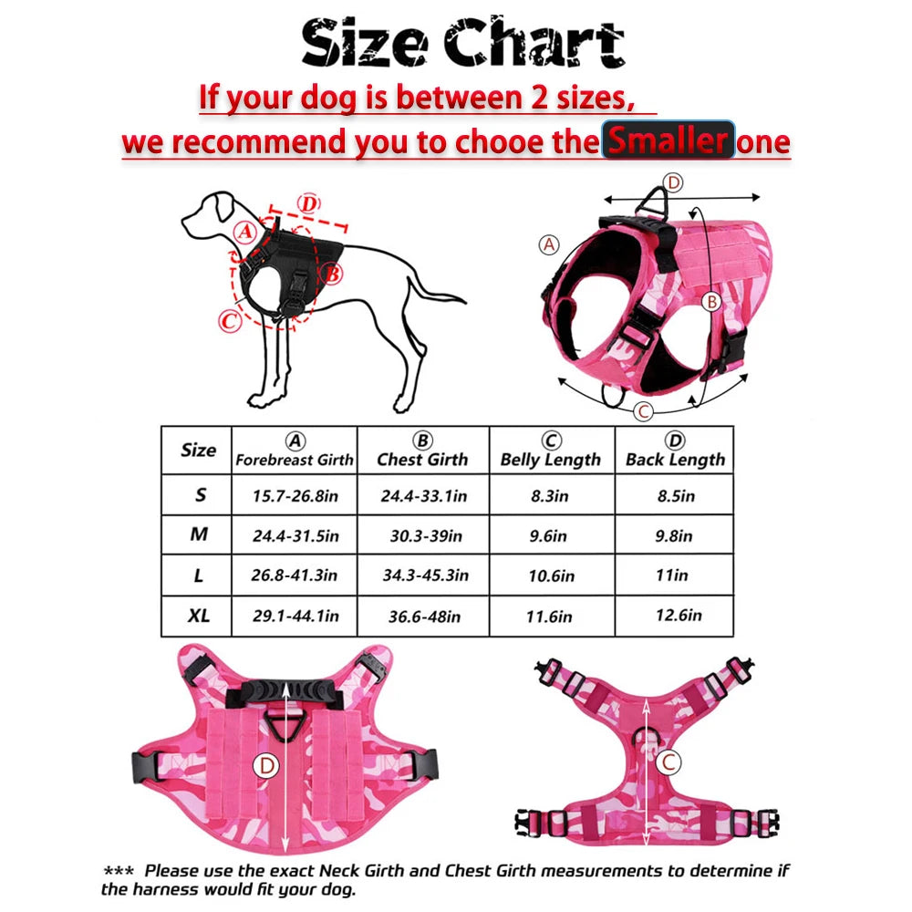 PETRAVELCN Military Dog Harness Tactical Vest Adjustable