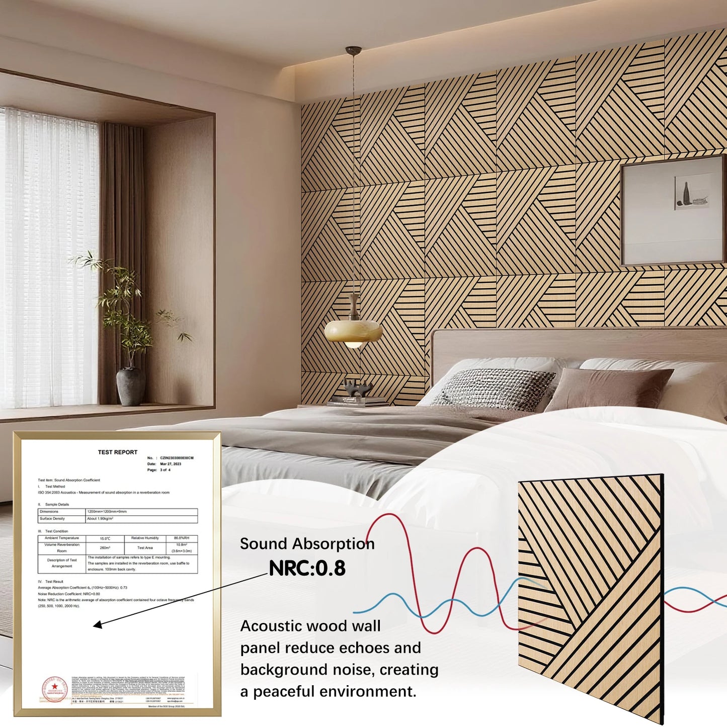 Self Adhesive Acoustic Wood Slat Panels For Noise Reduction