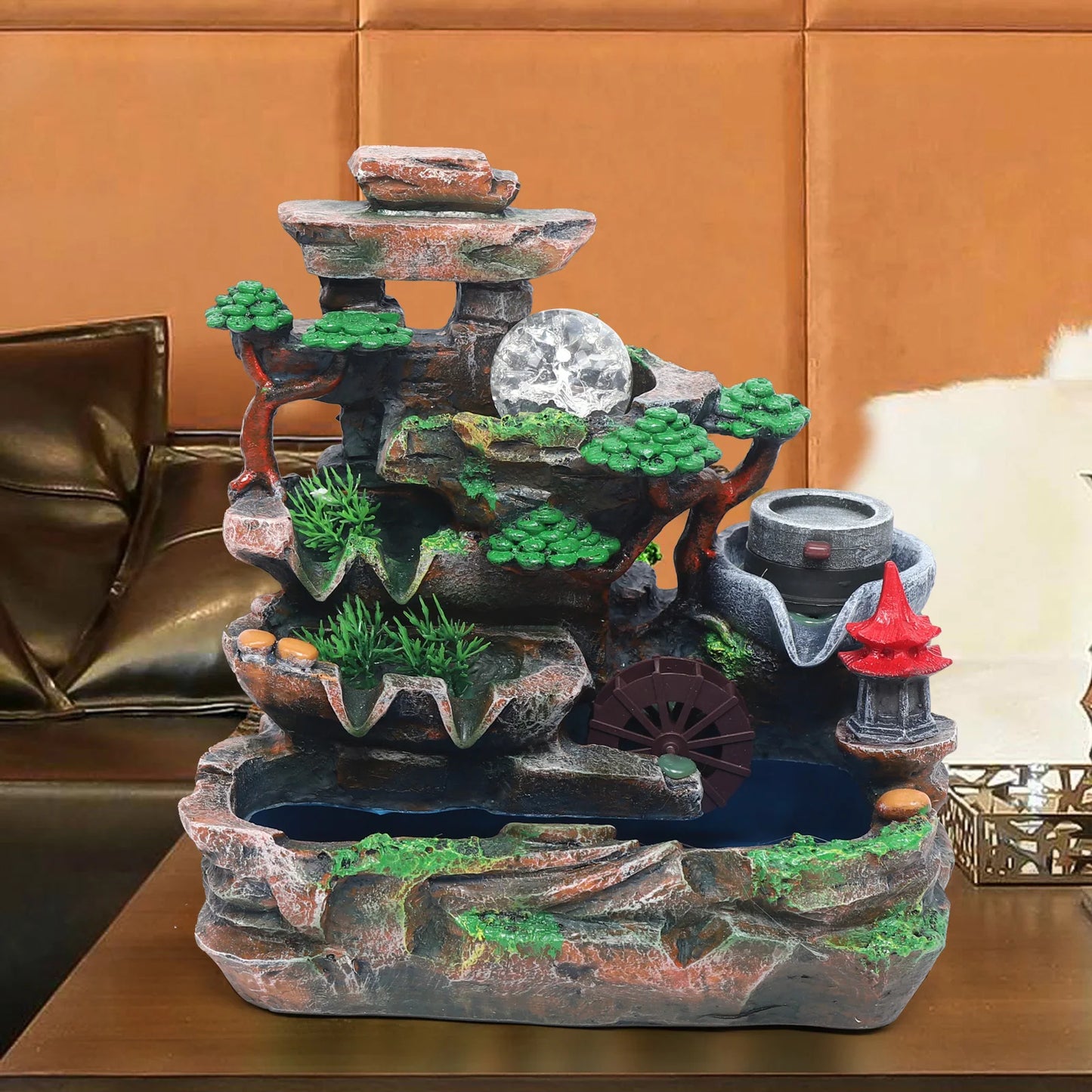 Hignconcerned Resin Indoor Waterfall Tabletop Fountain