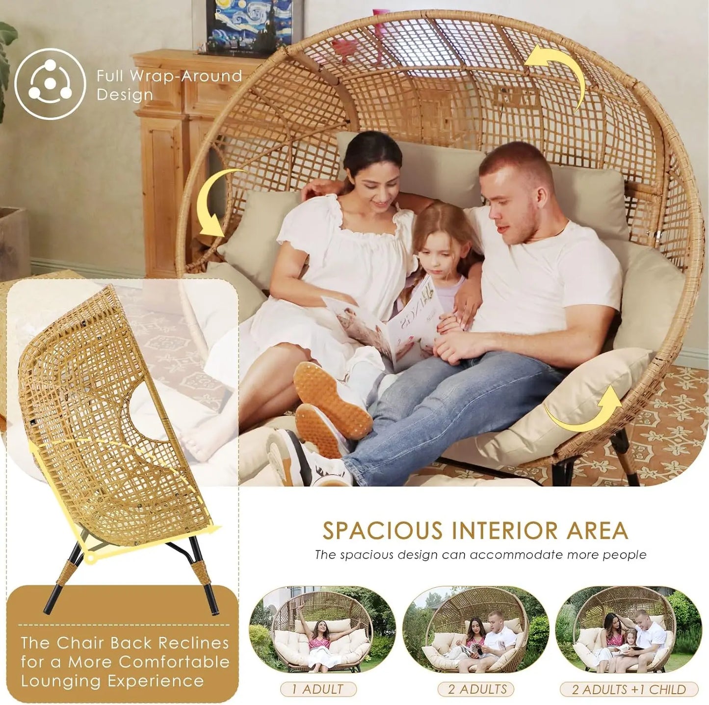 Double Egg Chair Lounge For Indoor Outdoor Comfort Plus