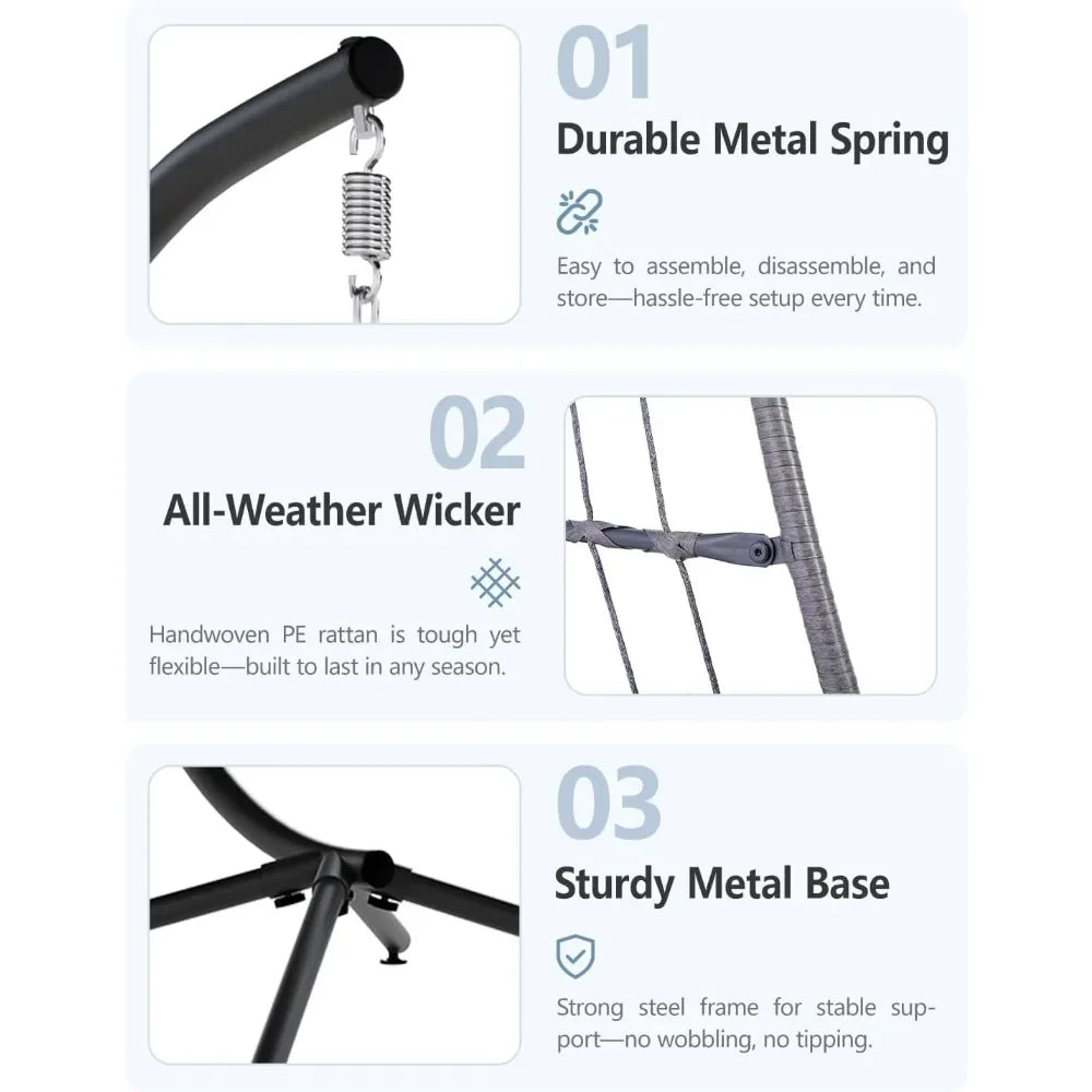 HUANZHUANG Egg Chair Outdoor Swing With Stand Cushion