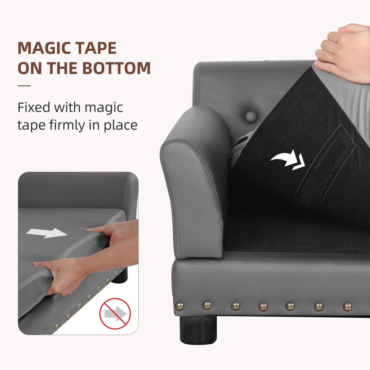 BINGOPAWCN Elevated Dog Bed Sofa with Microfiber Leather