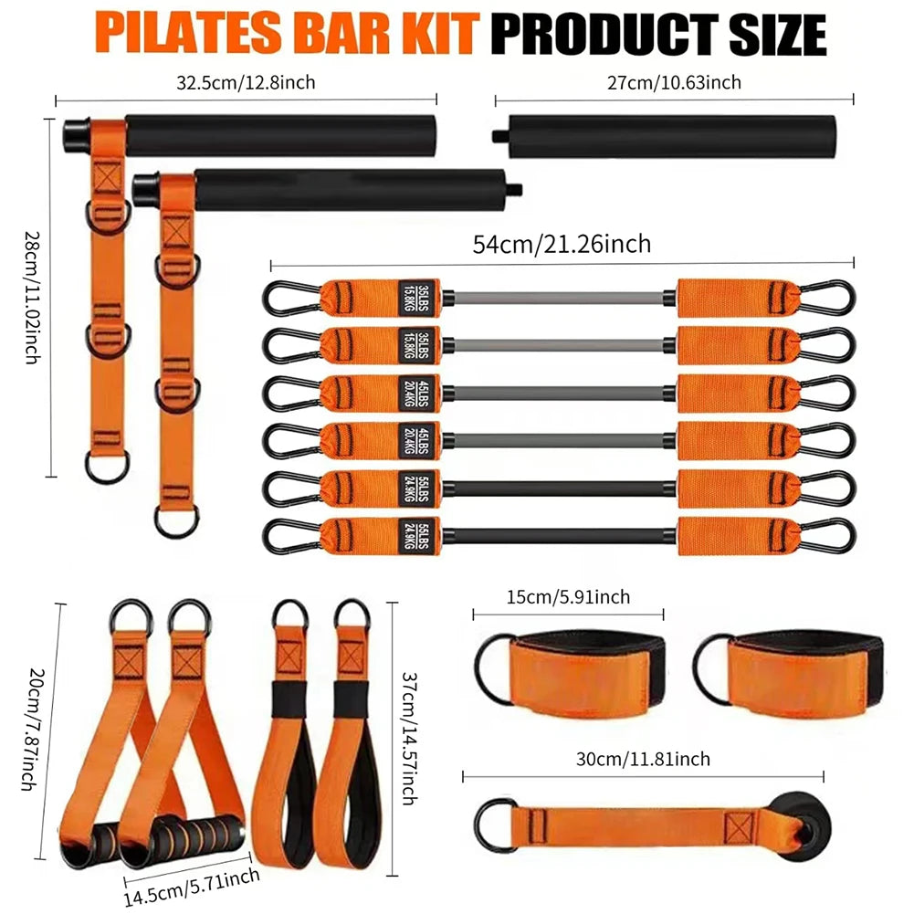 Portable Pilates Bar With Resistance Bands For Full Body
