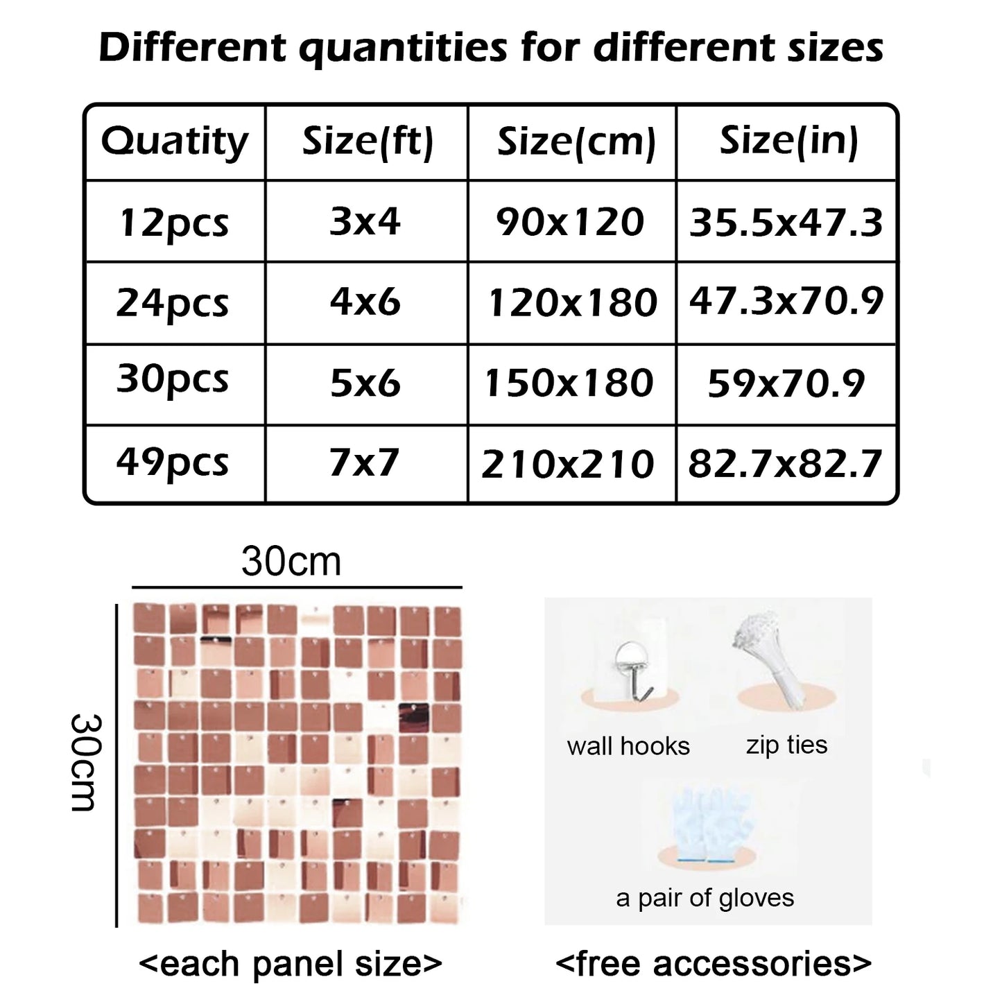 Zhejiang Glitter Wall Backdrop Panels 24 30 49 Pieces Decor