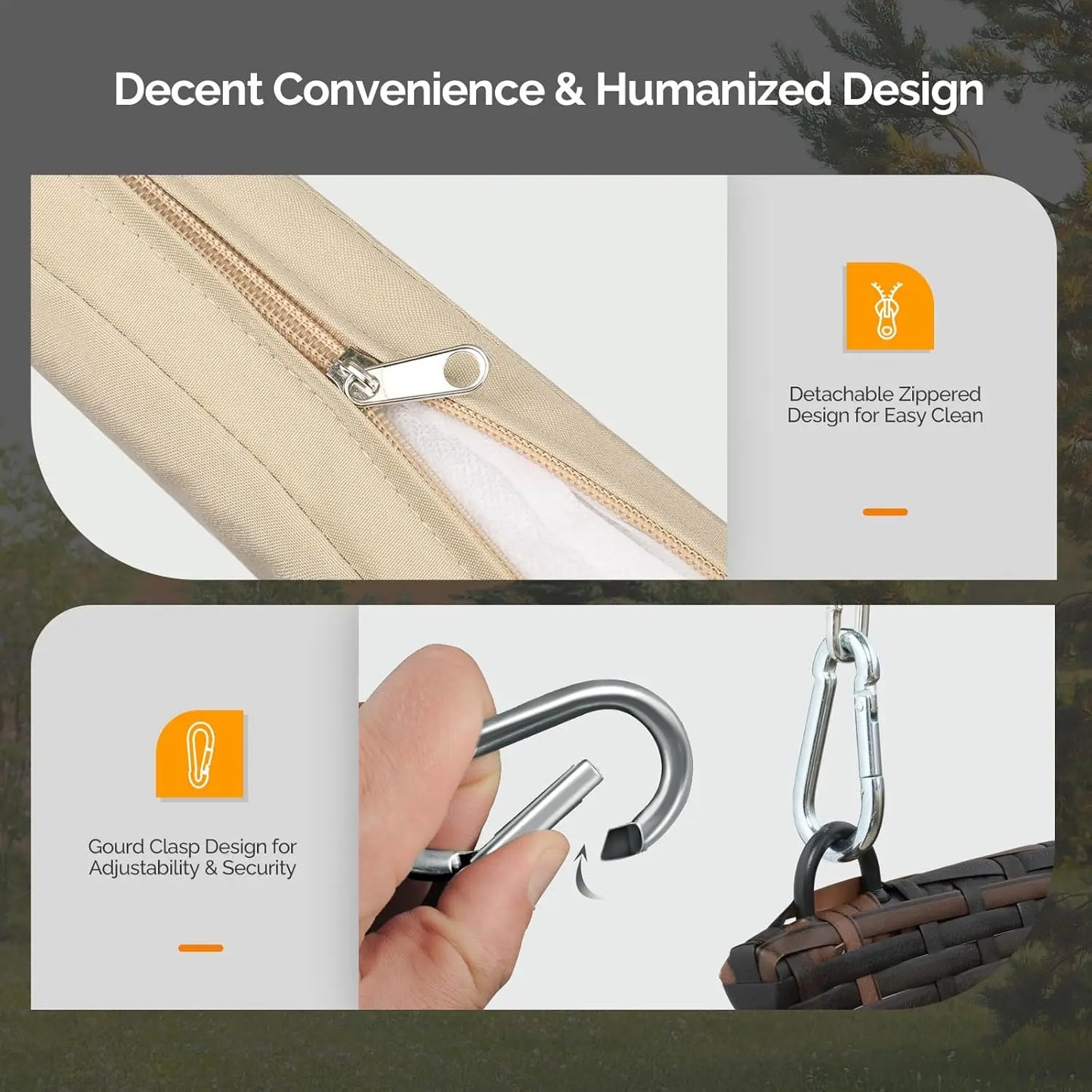 Rattan Porch Swing With Cushions And Adjustable Chains