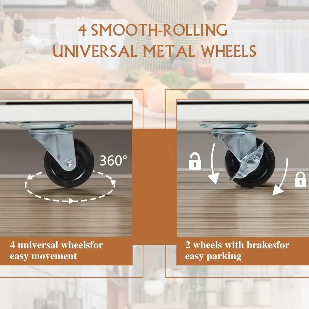 XMSJ Kitchen Island Cart With Storage On Wheels Shelves