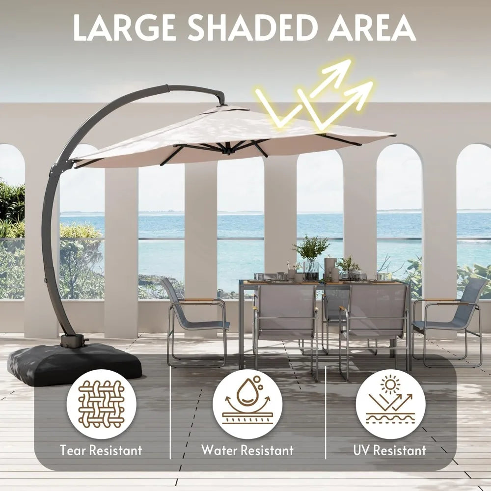 General Use Solar Powered LED Cantilever Patio Umbrella Base