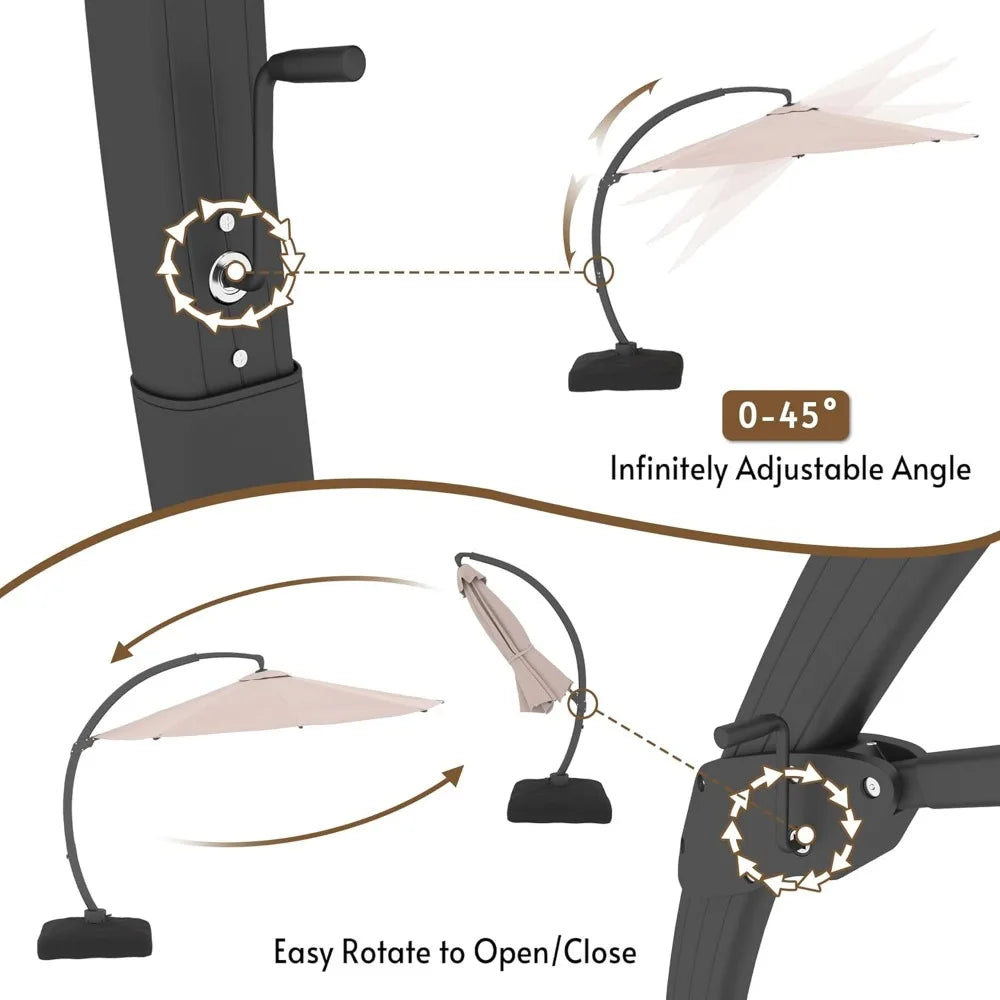 General Use Solar Powered LED Cantilever Patio Umbrella Base