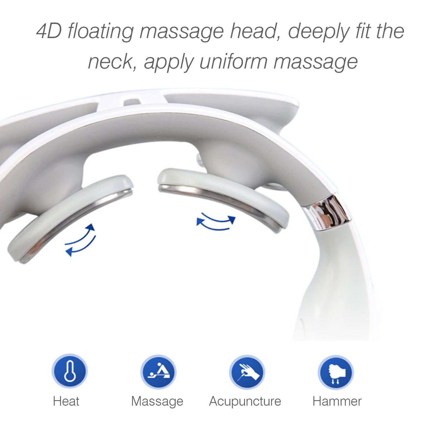 4 Head Neck Massager Heating Pulse USB Cervical Therapy