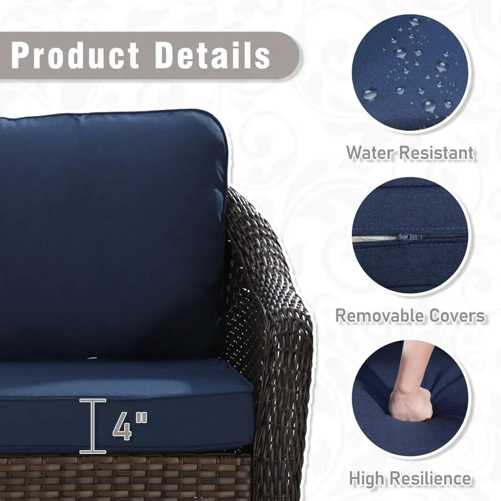 General Use Outdoor Wicker Sofa All Weather Patio Rattan