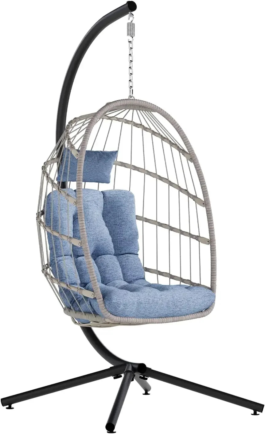 HUANZHUANG Egg Chair Outdoor Swing With Stand Cushion