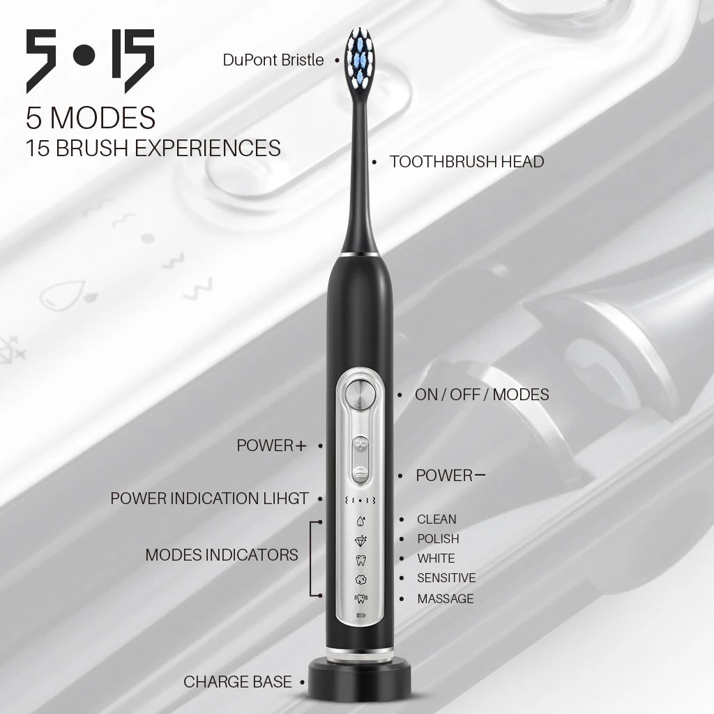 Subort S7 Super Sonic Electric Toothbrush IPX7 Waterproof ReplaceableHeads Advanced