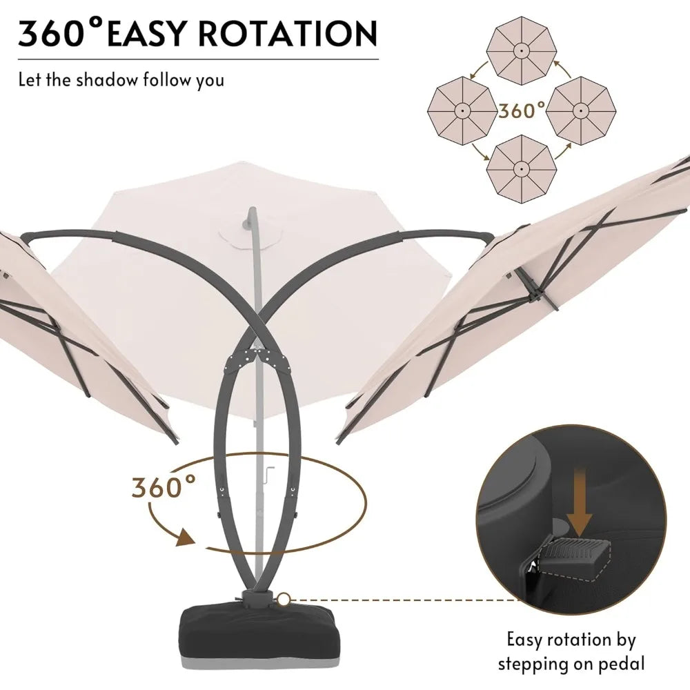 General Use Solar Powered LED Cantilever Patio Umbrella Base