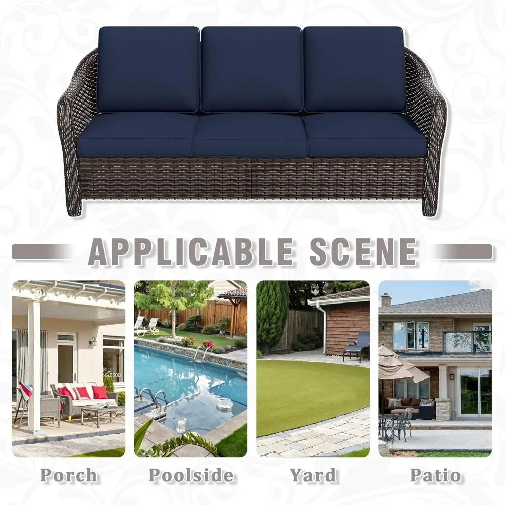 General Use Outdoor Wicker Sofa All Weather Patio Rattan