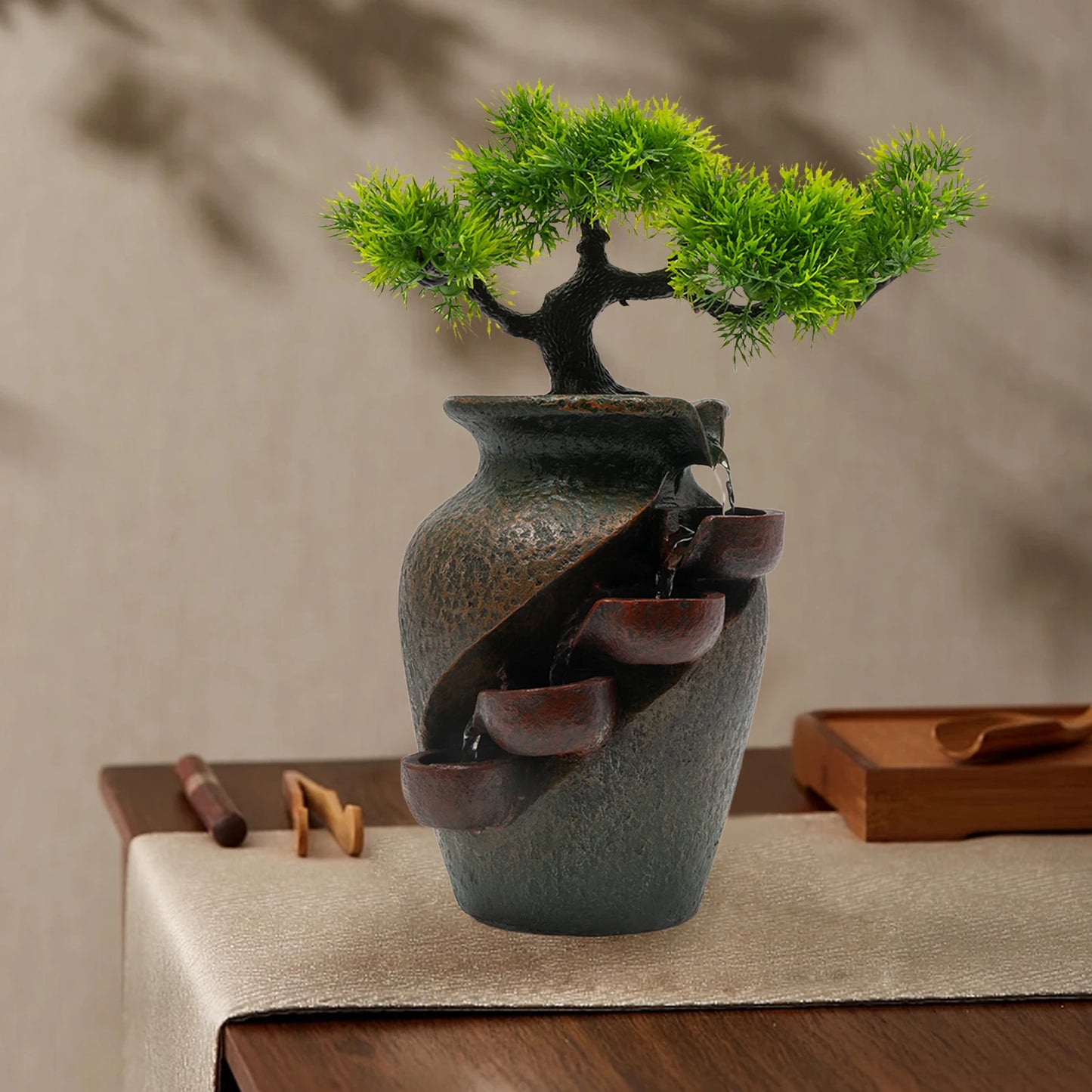 Mini Waterfall Tabletop Fountain Indoor Relaxation Feature