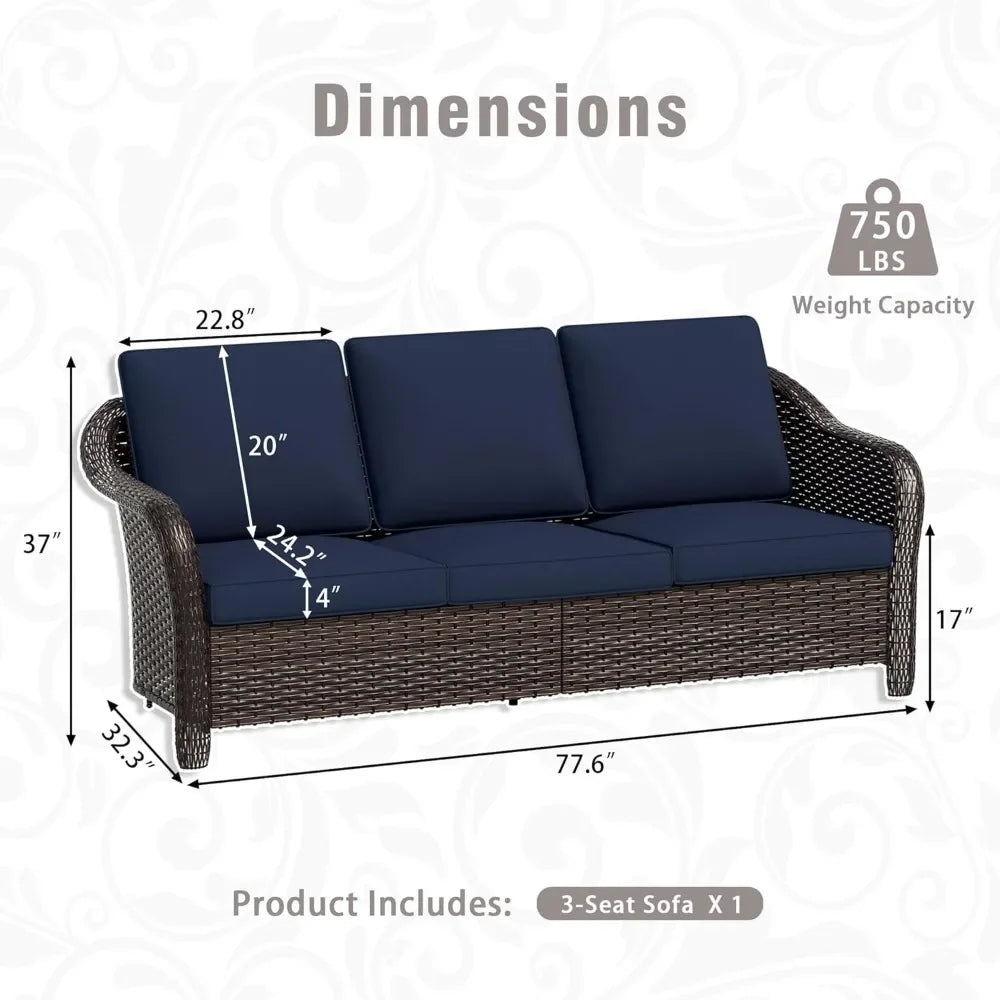 General Use Outdoor Wicker Sofa All Weather Patio Rattan