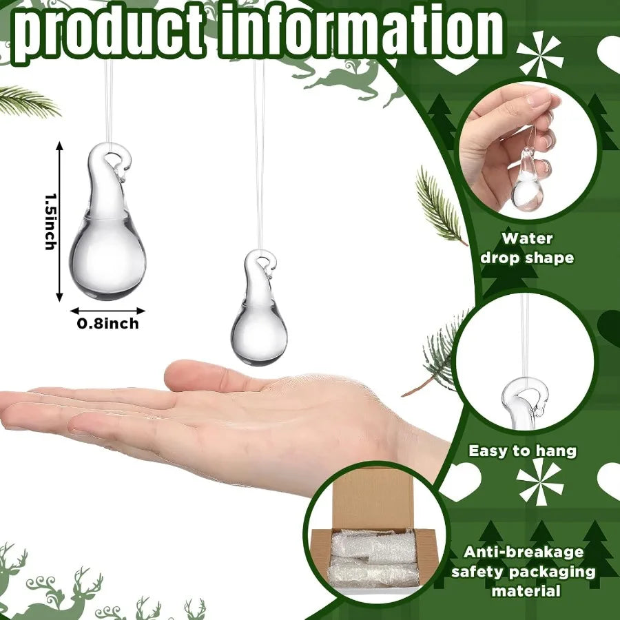 Crystal Teardrop Ornaments Hanging Christmas Decor Set