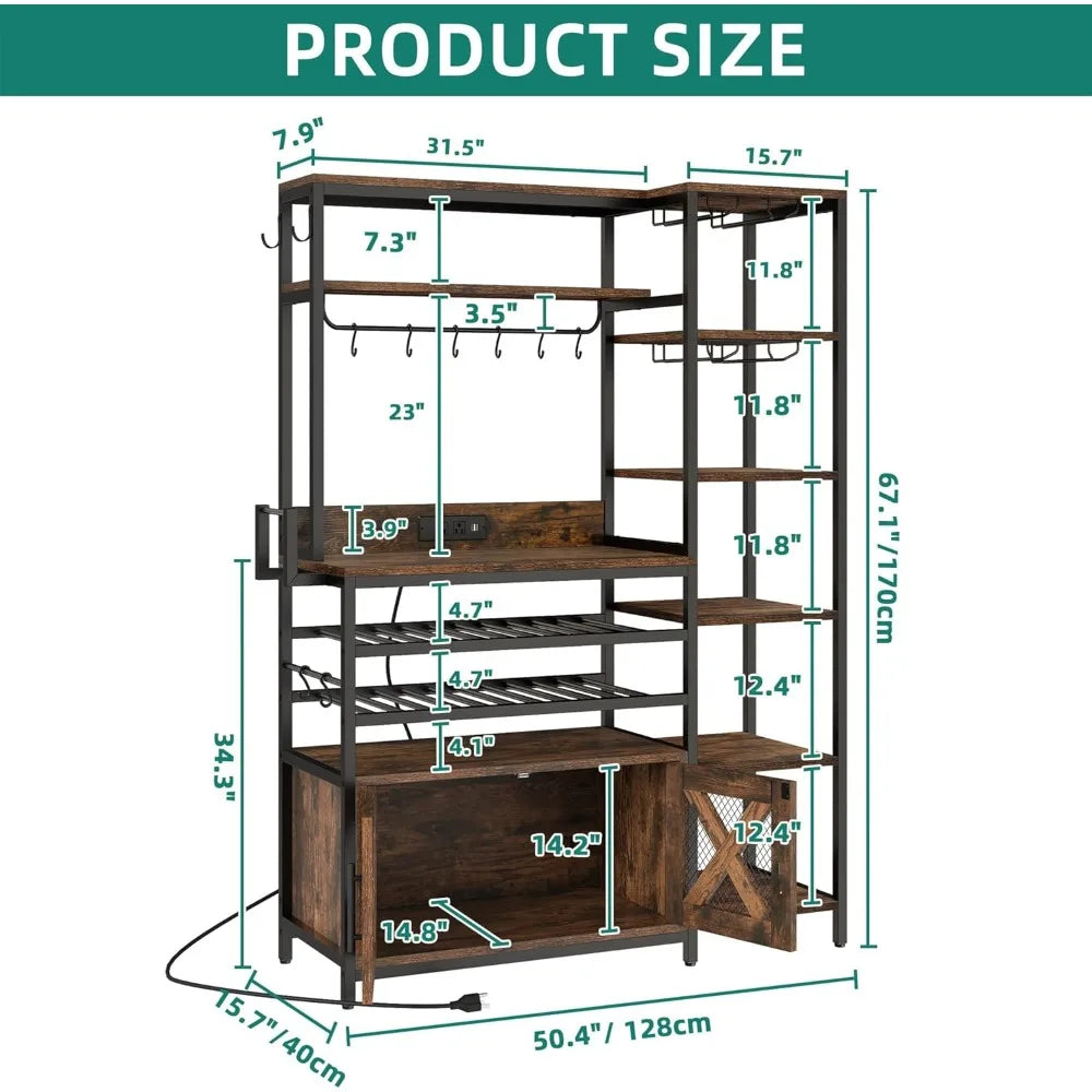 DAFIFY L Shaped Wine Rack With Power Outlet Glass Holder