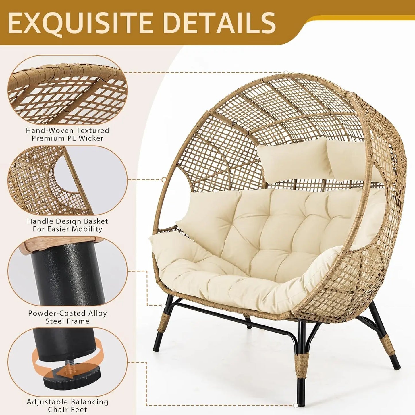 Double Egg Chair Lounge For Indoor Outdoor Comfort Plus