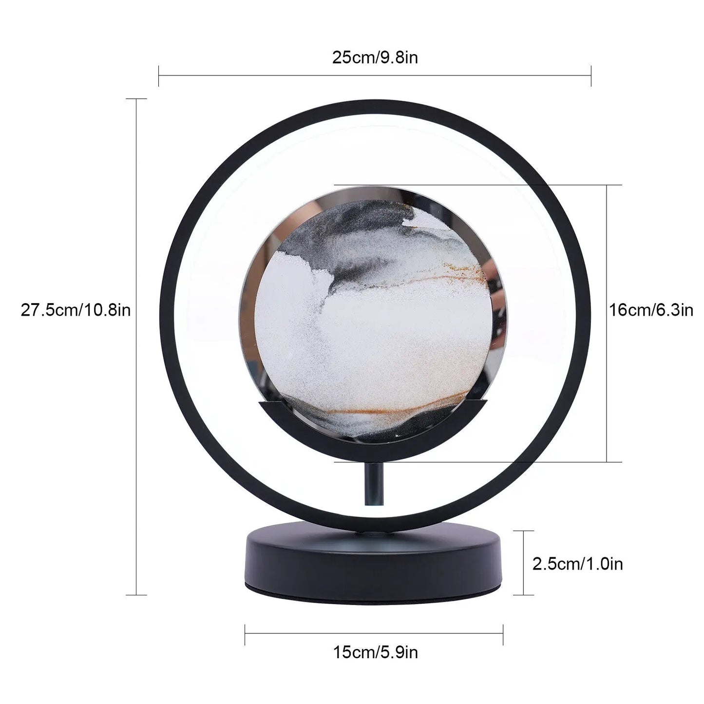 3D Round LED Moving Sand Art Lamp For Calming Decor