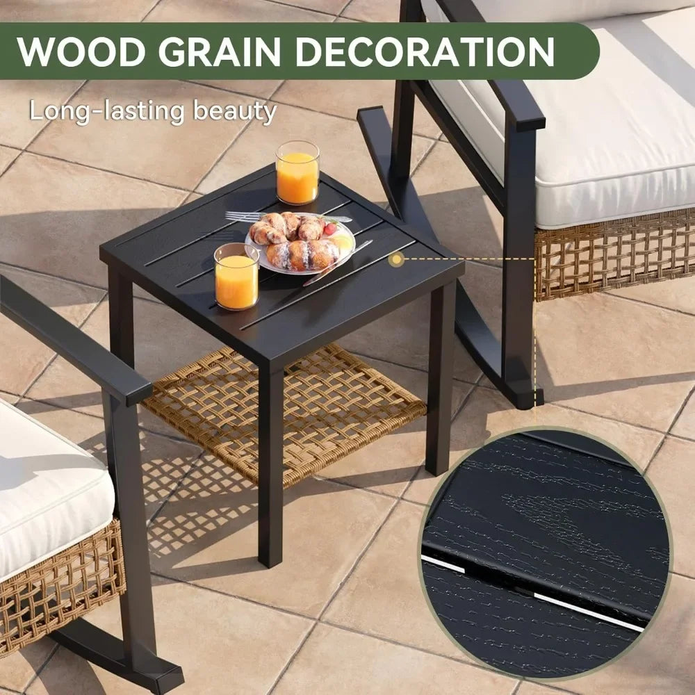 Outdoor Wicker Rocking Bistro Set With Coffee Table