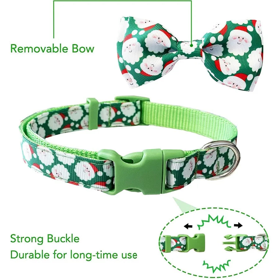 Hign-concerned Christmas Dog Collar With Bow Tie 2 Pack