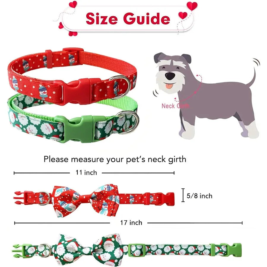 Hign-concerned Christmas Dog Collar With Bow Tie 2 Pack