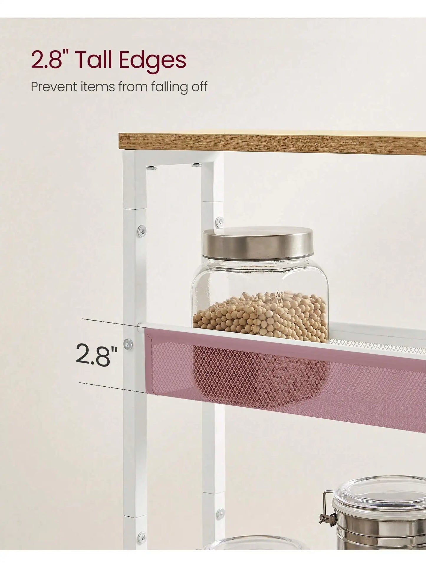 VASAGLE Slim Rolling Cart 4 Tier Narrow Kitchen Storage