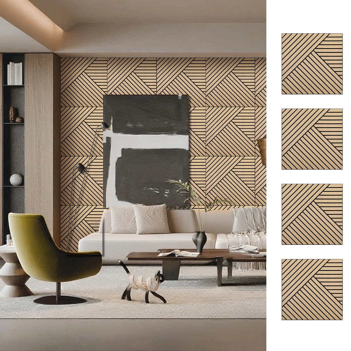 Self Adhesive Acoustic Wood Slat Panels For Noise Reduction