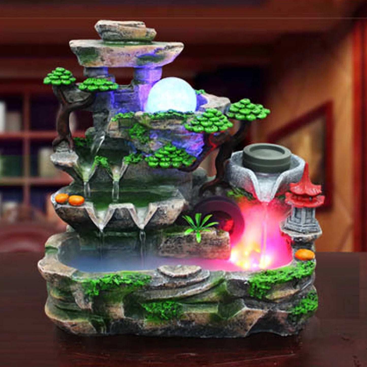 Hignconcerned Resin Indoor Waterfall Tabletop Fountain