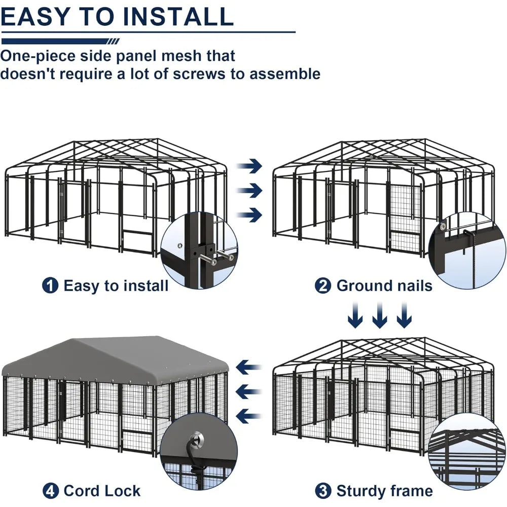 MKDK Outdoor Heavy Duty Dog Kennel Double Lock Cage