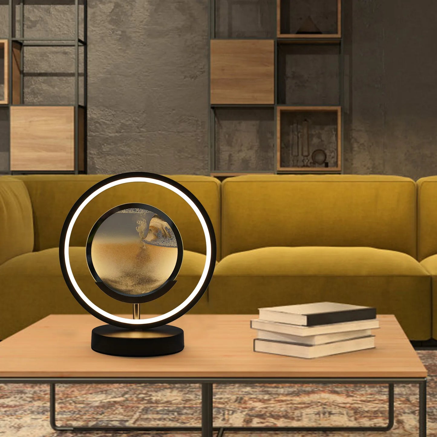 3D Round LED Moving Sand Art Lamp For Calming Decor