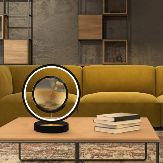 3D Round LED Moving Sand Art Lamp For Calming Decor