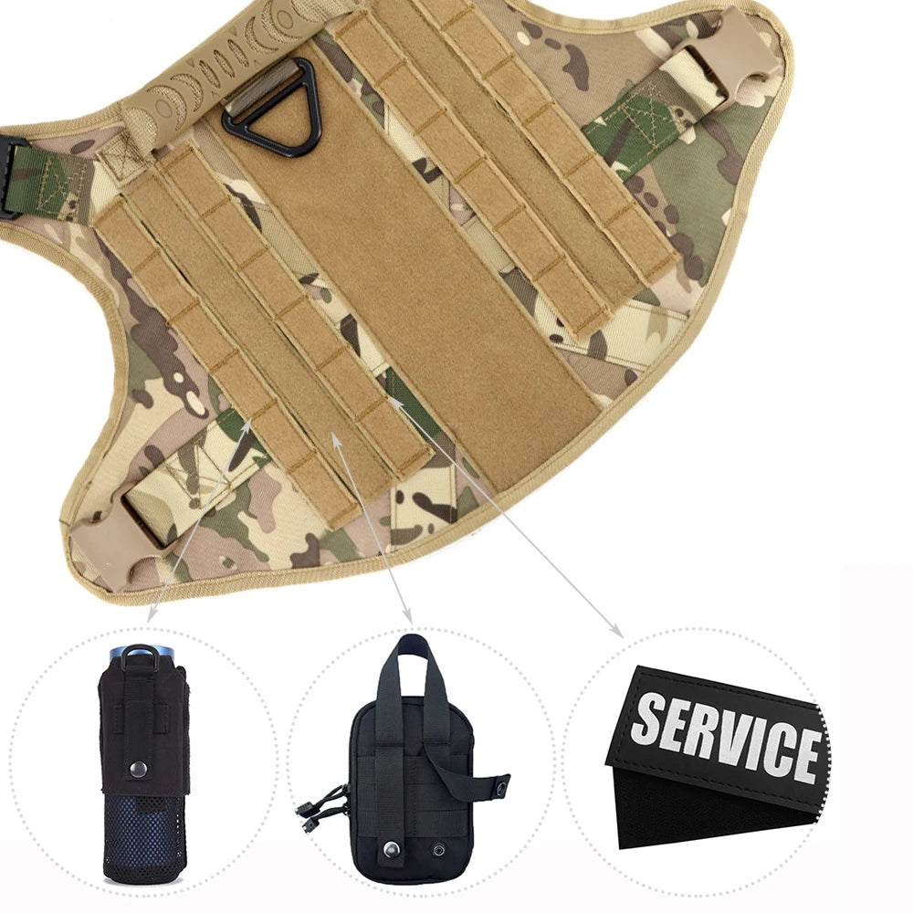 PETRAVELCN Military Dog Harness Vest With Leash Patches Set