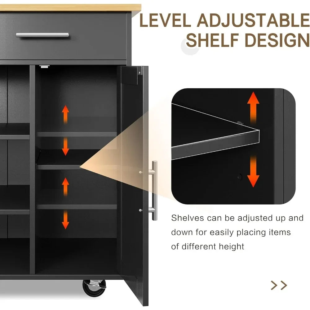 XMSJ Kitchen Island Cart With Storage On Wheels Shelves