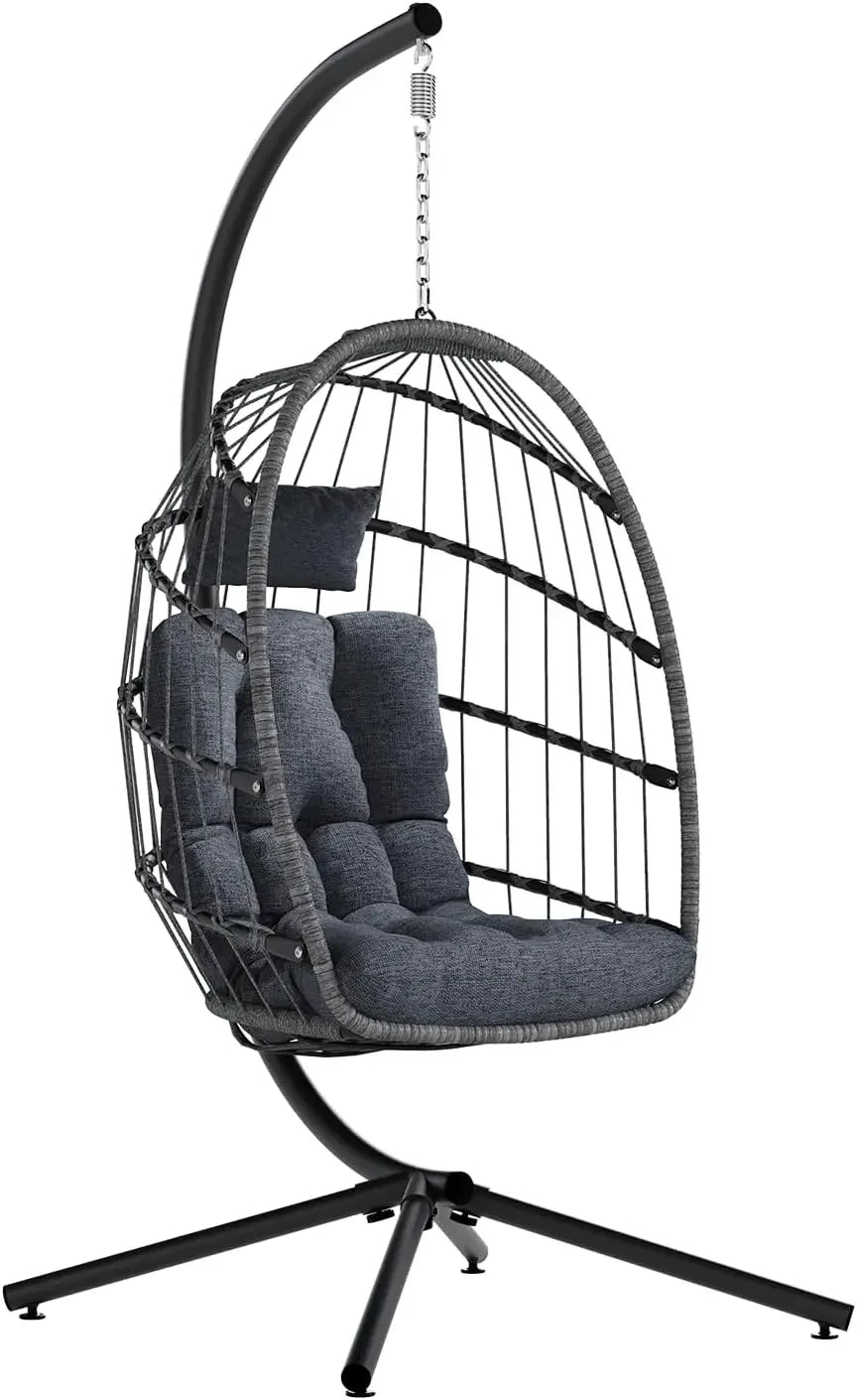 HUANZHUANG Egg Chair Outdoor Swing With Stand Cushion