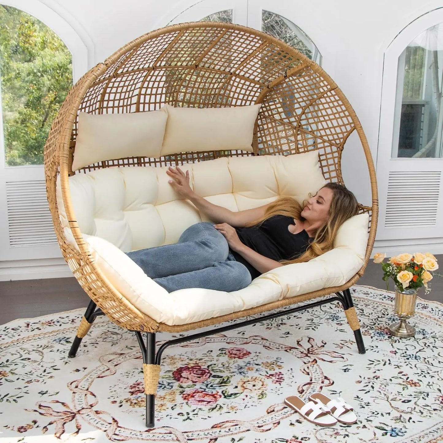 Double Egg Chair Lounge For Indoor Outdoor Comfort Plus